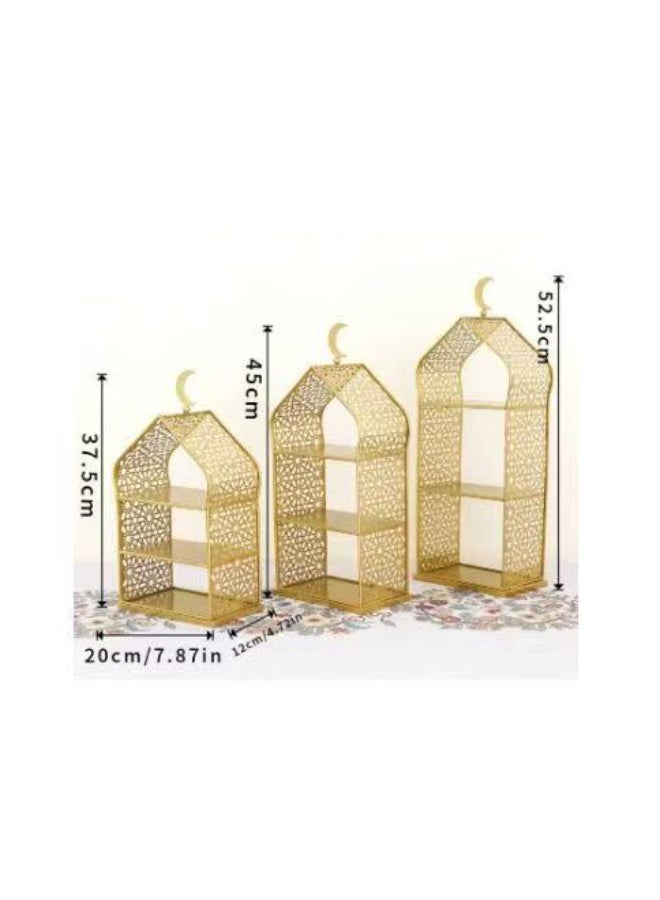 CityRiya-Long Ramadan Dates Tray, Eid Snack Serving Tray, 3 Sets Cookie Boxes, Nuts Candy Snacks Plate for Ramadan, Fruit Tea Serving Trays, Decorative Food Storage Container for Dates, Cakes,Nuts, Coffee (YB212) - Image 5